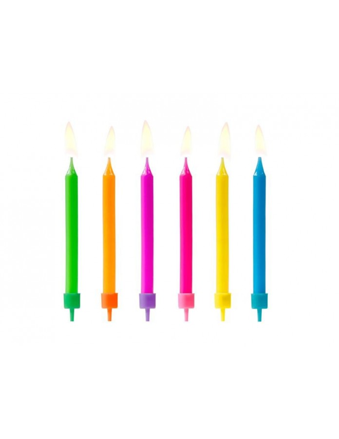 10 Bougies anniversaire colorés avec bobèches 6 cm : Deguise-toi, achat de  Decoration / Animation