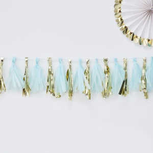 guirlande tassel bleu et doré 2