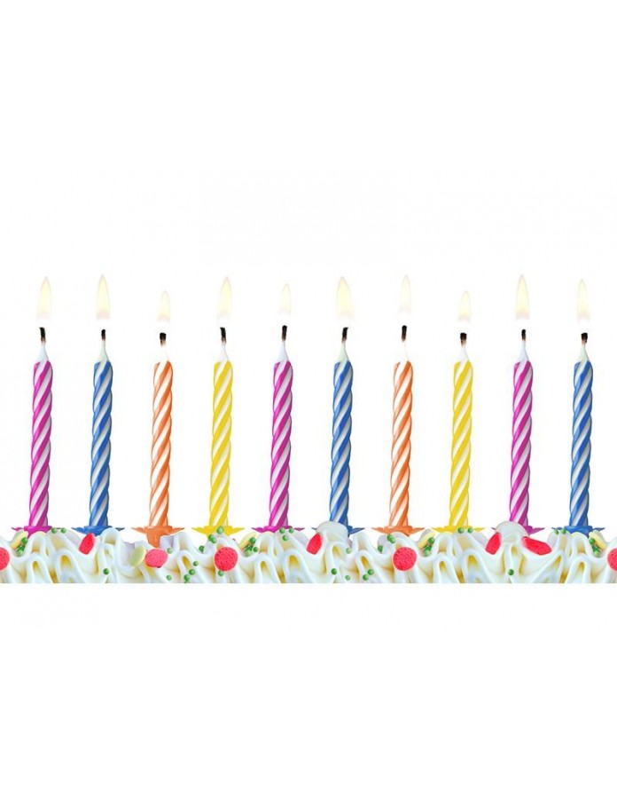 Bougies d'anniversaire multicolores rayés