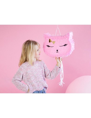 Miss Lovely Pinata Chat Kitty Rose Or Idée Cadeau pour Enfant Anniversaire Fille/Anniversaire/Accessoires de fête Bébé Naissance Fille 
