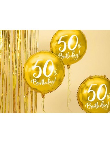 Ballon d'anniversaire rond doré 50 ans