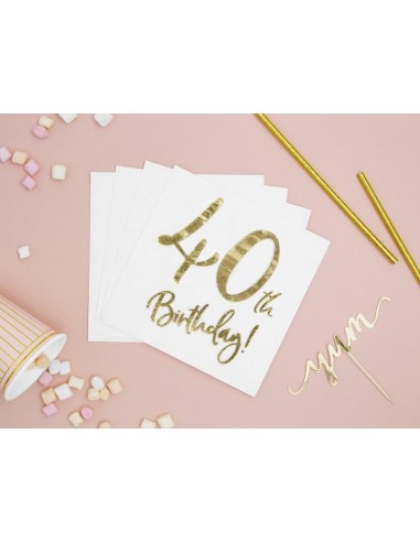 Party Deco Serviettes en papier pour anniversaire 40 ans avec