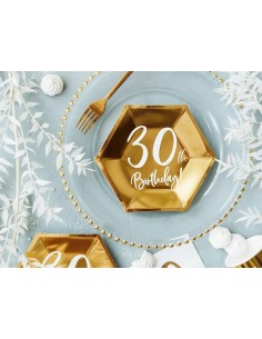 Serviettes Anniversaire30th Birthday - Blanc/Or - Lot de 20