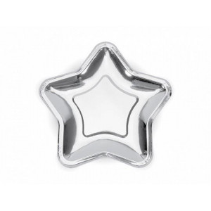 assiette en carton etoile argent