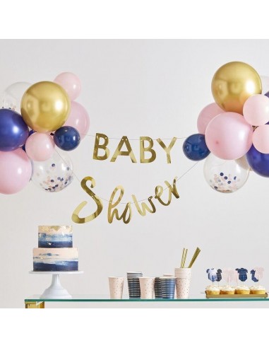 Banderole Dore Et Ballons Decoration Baby Shower France Effect