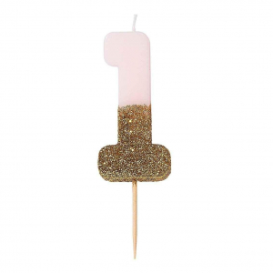 bougie chiffre rose 1