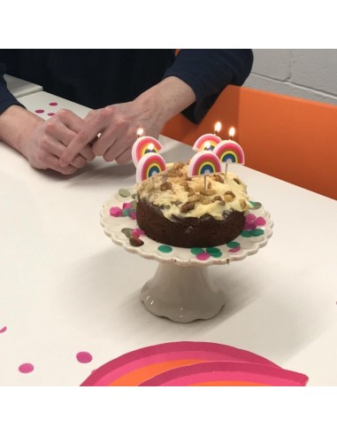 QQYL Bougie d'anniversaire arc-en-ciel en forme de chiffre 1 rose pour  gâteaux bébé