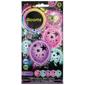 5 ballons lumineux mix étoiles