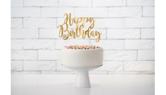 cake topper anniversaire or