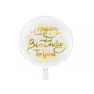 ballon happy birthday blanc