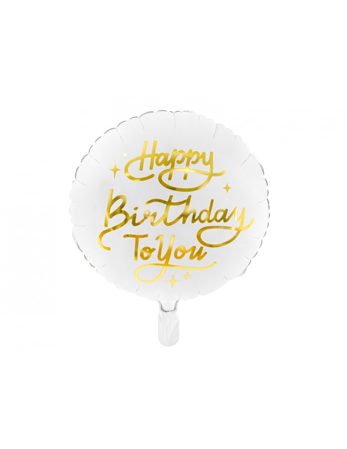 Ballon Aluminium Rond Fleurs Happy Birthday