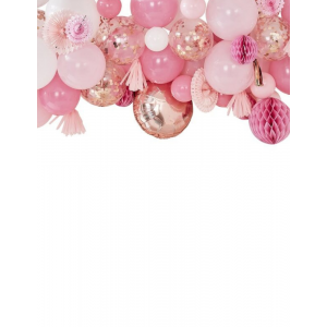 guirlande de ballons rose et pompons