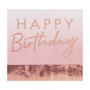 Serviettes happy birthday rose