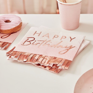 Serviettes happy birthday rose 2