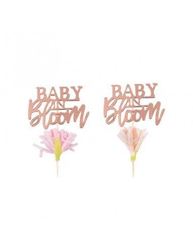 12 Cupcake topper "baby in bloom"...