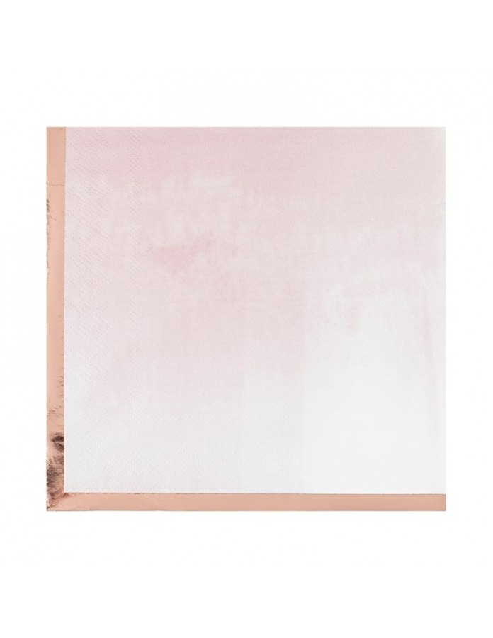 Serviette en papier rose et bord doré x 16