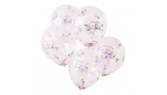 Ballons happy birthday lilas et rose