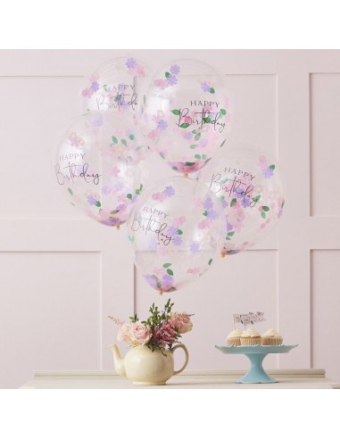 Ballon hélium Joyeux Anniversaire confettis