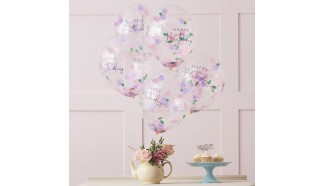 Ballons d'anniversaire transparent lilas et rose