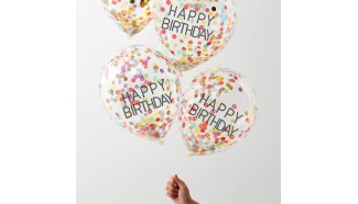 Ballons d'anniversaire a confettis transparent