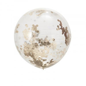 Ballons transparents confettis roses gold