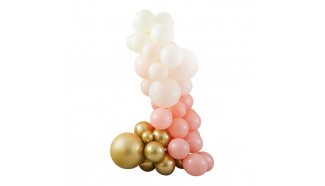 Kit arche de ballons rose blanc et or