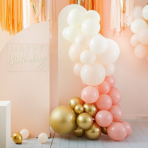 Kit arche de ballons rose blanc et or 2
