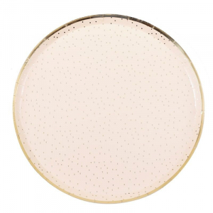 Assiette a pois peche et or