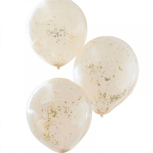 Ballons confettis peche et or