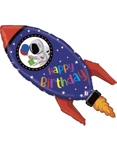 Ballon fusée Happy birthday géant