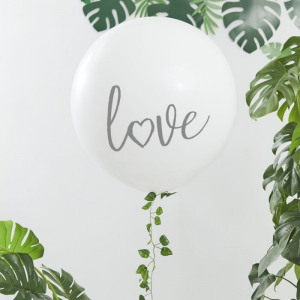 ballon love blanc feuillage 2