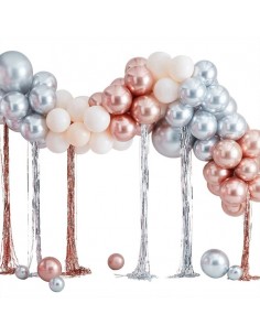 Kit de décoration d'arche en cascade de ballons à champagne pour la  célébration du Nouvel An 1 ballon géant en aluminium et 40 bulles de ballon  blanc et doré -  France