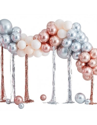 Kit arche de ballons m tallis s rose gold et argent France Effect