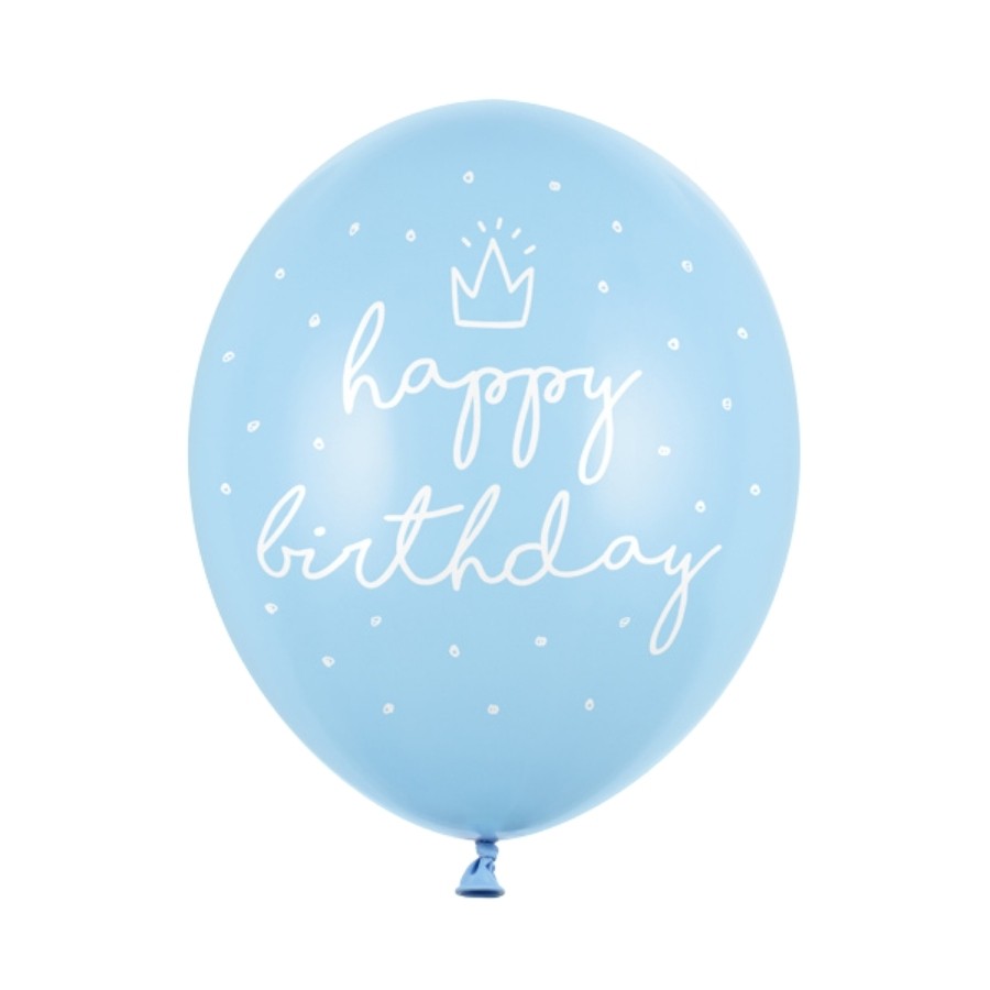 Ballon Rond - Happy Birthday Or & Bleu - Bouquet de Ballons