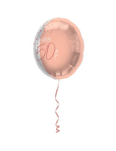 Ballon Anniversaire Effet Marbre 60 Or rose 45cm : Ballons Hélium