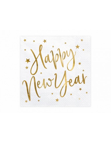 20 Serviettes "Happy New Year" dorées