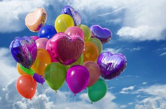 Ballons de baudruche rempli d'hélium dans le ciel